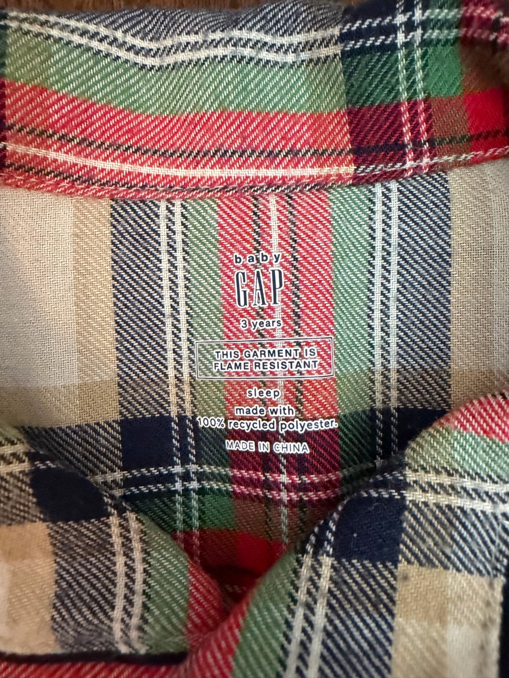 GAP Kids Plaid Pajama Set in Red, Green, Navy, and Cream - Picture 4 of 4